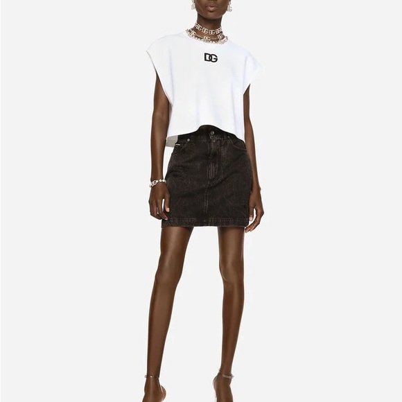 Dolce & Gabbana Y2K Black Denim Skirt Womens Medium - Picture 1 of 13